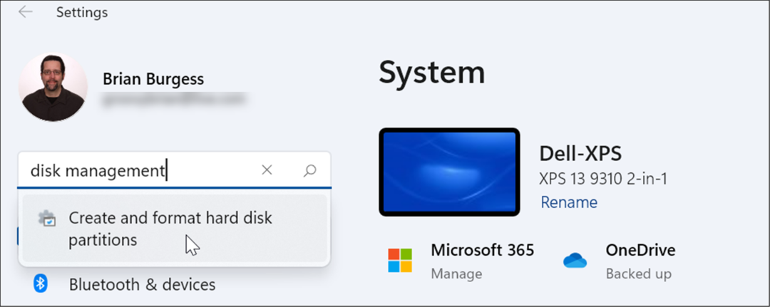 otwórz zarządzanie dyskami w ustawieniach systemu Windows 11