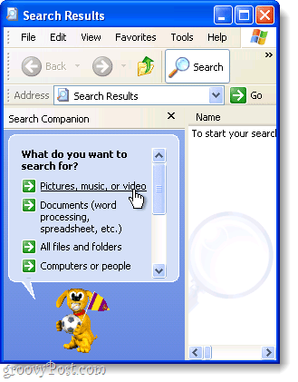 wyszukiwanie zaawansowane systemu Windows XP