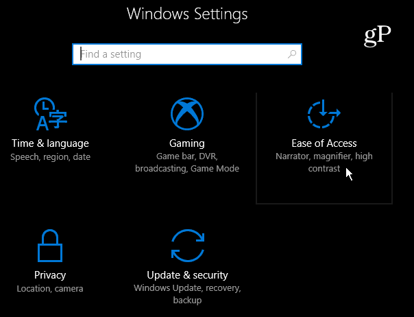 2 Łatwość dostępu Ustawienia systemu Windows 10
