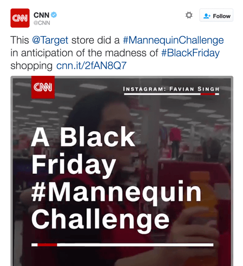 CNN udostępniło wideo Targetu, które wykorzystało dwa trendy na Twitterze.