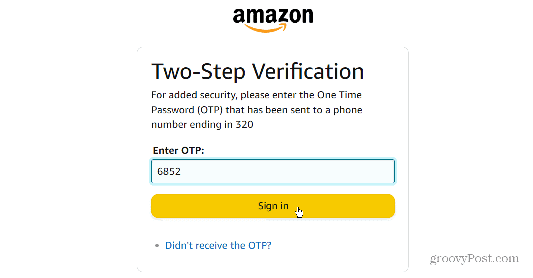 jednorazowe hasło OTP Amazon