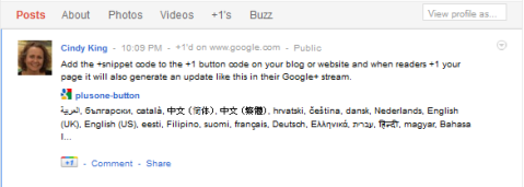 aktualizacja fragmentu Google +1