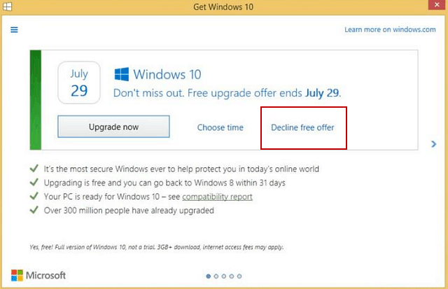 Microsoft ułatwia odrzucenie bezpłatnej aktualizacji systemu Windows 10