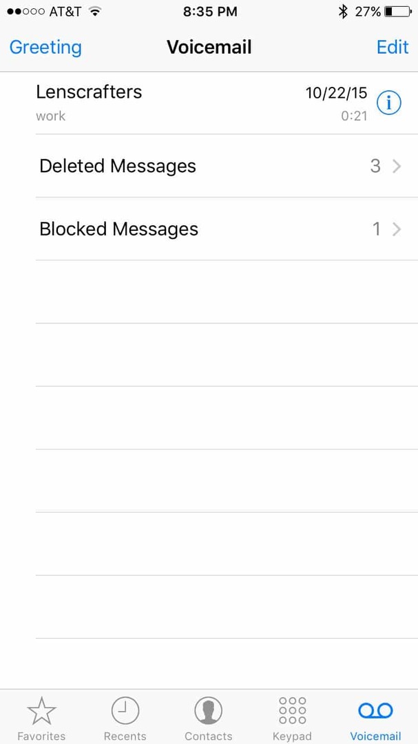 iPhone zablokował wiadomości poczty głosowej