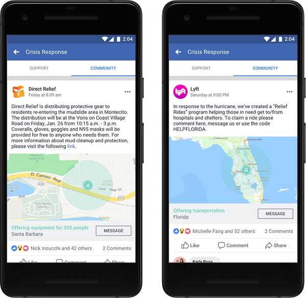 Facebook ogłosił, że organizacje i firmy mogą teraz publikować posty w Pomocy społeczności i dostarczać ważne informacje i usługi dla ludzi, aby uzyskać pomoc, której potrzebują w czasie kryzysu.