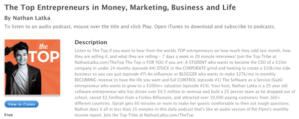 Podcast Nathana Latki The Top Entrepreneurs w iTunes.