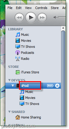 otwórz iTunes i kliknij dwukrotnie bieżącą nazwę urządzenia