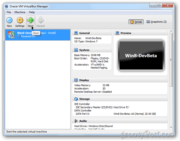 VirtualBox Windows 8 uruchom vm