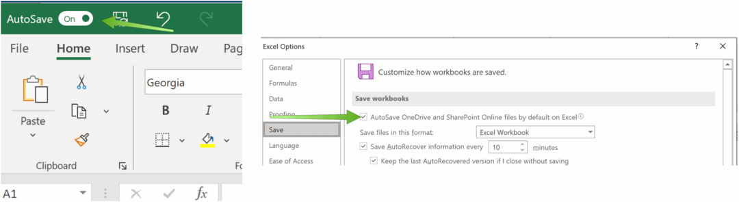 Zapisz pliki Excela w OneDrive Microsoft Excel Autozapis