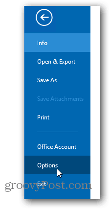 Office 2013 zmień motyw kolorystyczny - kliknij opcje