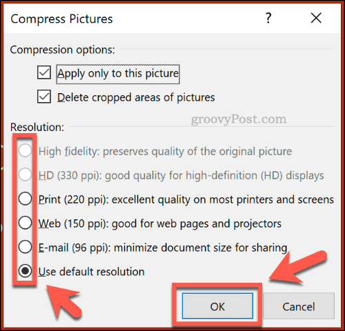 Opcje kompresji zdjęć w programie PowerPoint