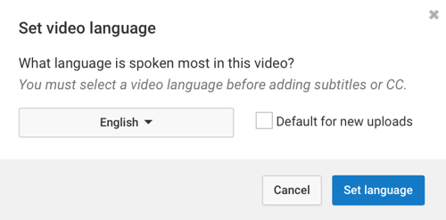 Wybierz język najczęściej używany w Twoim filmie w YouTube.