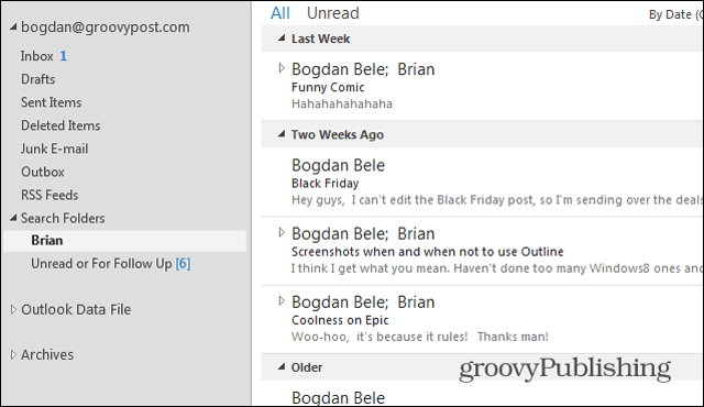 Foldery wyszukiwania Outlook 2013 Brian