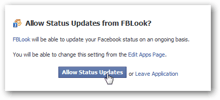 Zezwalaj na aktualizacje statusu FBLook
