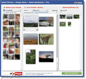 HotPrints pozwala wybierać spośród własnych zdjęć lub zdjęć znajomych na Facebooku