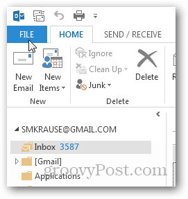 jak utworzyć plik pst dla programu Outlook 2013 - kliknij plik
