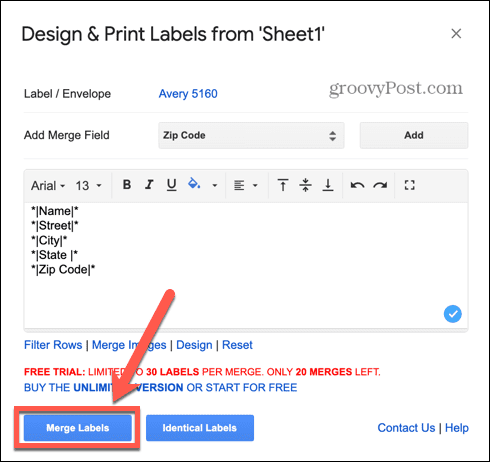Arkusze Google łączą etykiety