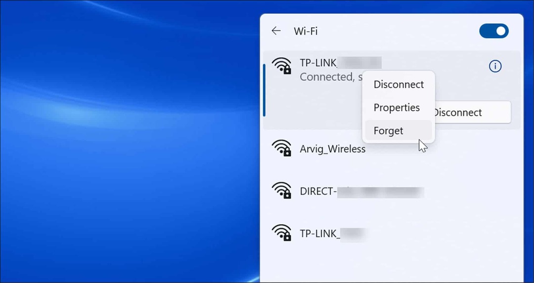 zapomnij o sieci Wi-Fi w systemie Windows 11