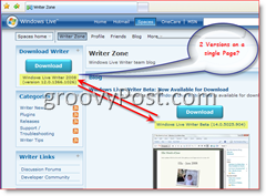 Zdjęcie blogu Windows Live Writer pokazującego 2 kompilacje Differet dostępne do pobrania