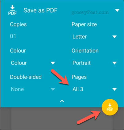 Opcje drukowania w Androidzie dla Arkuszy Google