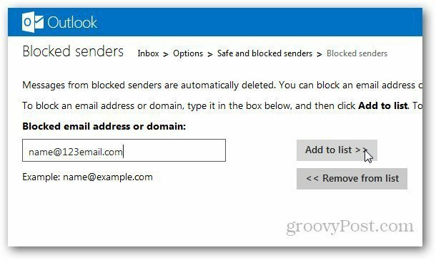 Outlook.com: dodaj adresy e-mail do listy zablokowanych