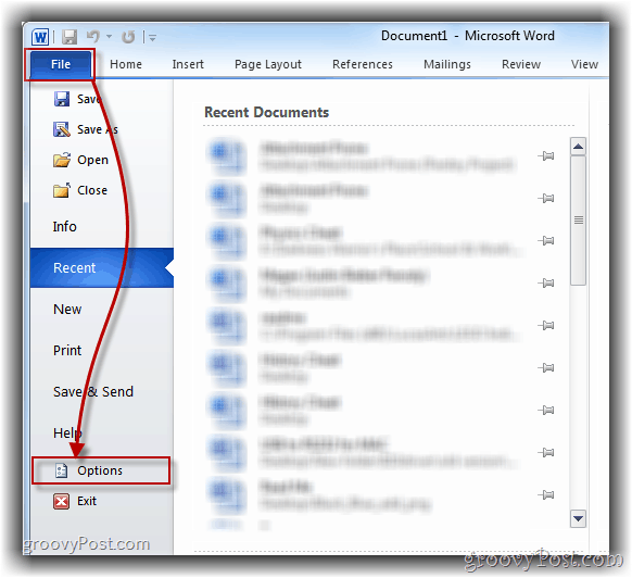 Poradnik Otwieranie menu opcji programu Word 2010