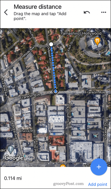 Odległość między dwoma punktami w Google Maps mobile