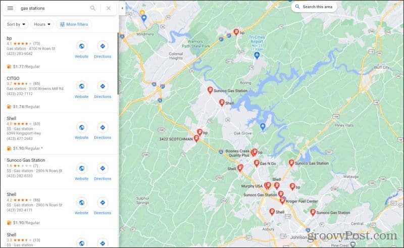 mapy google stacje benzynowe