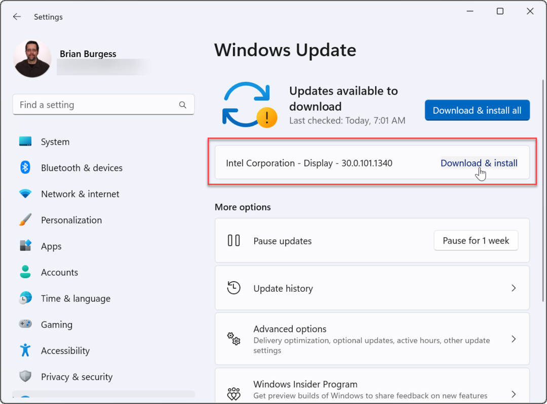 Sterownik Windows Update