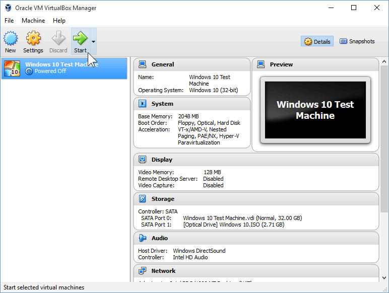 12 Uruchom maszynę wirtualną (instalacja systemu Windows 10)