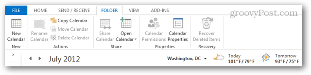 Outlook udostępnia kalendarz i pasek pogody