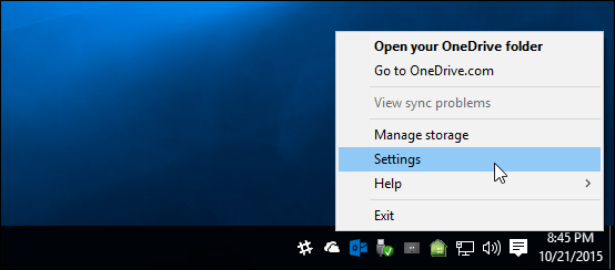 Ustawienia OneDrive Windows 10