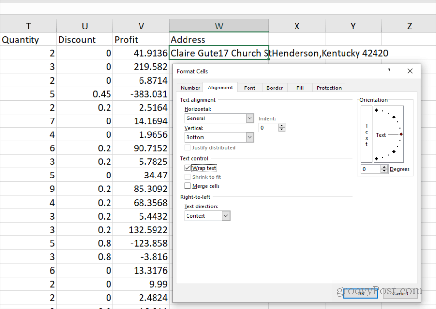 ustawianie zawijania tekstu w programie Excel