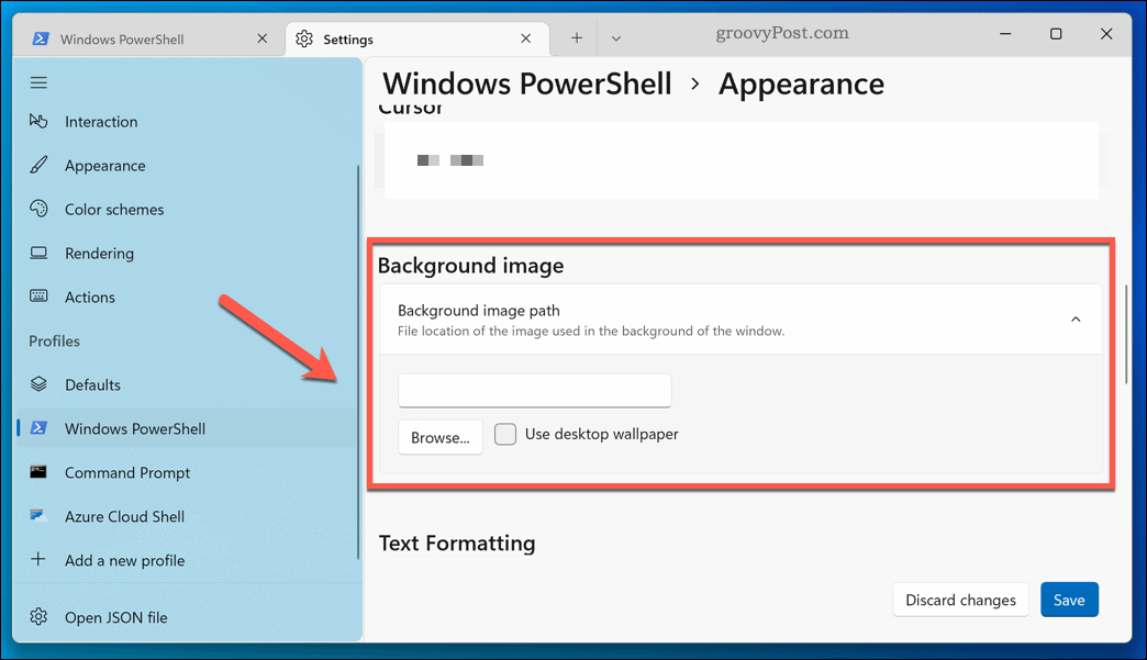 Stosowanie nowego tła do aplikacji terminala Windows 11