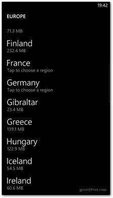 Windows Phone 8 mapuje dostępne kraje