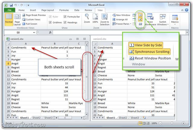 zsynchronizowane przewijanie z MS Office 2010 Excel