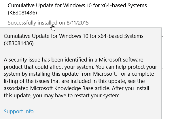 Druga zbiorcza aktualizacja firmy Microsoft dla systemu Windows 10 (KB3081436)