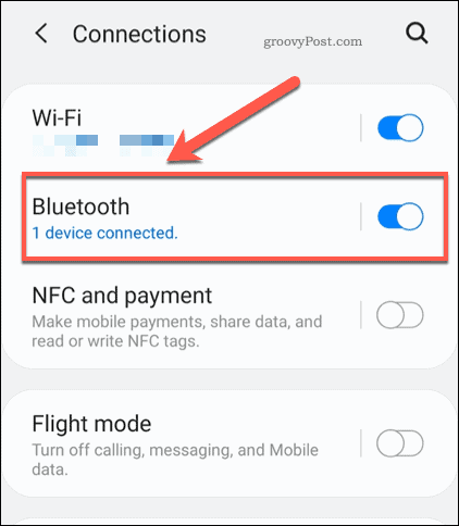 Menu ustawień Bluetooth w Androidzie