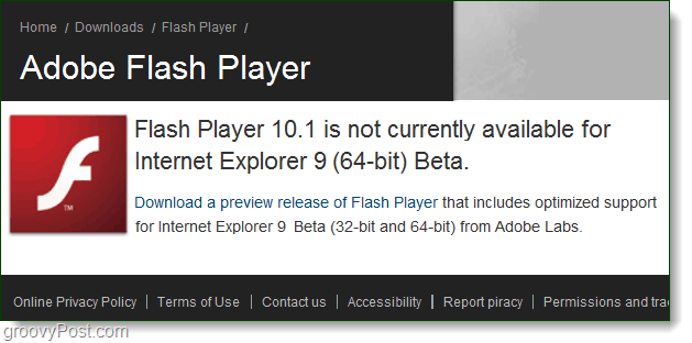 Adobe Flash Player dla przeglądarki Internet Explorer 9