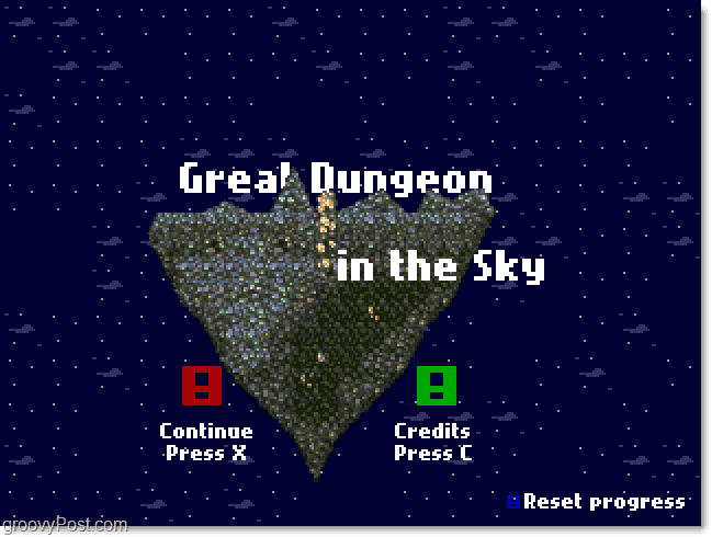 Menu główne Great Dungeon In The Sky