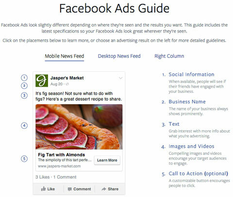 specyfikacje reklam mobilnych na Facebooku