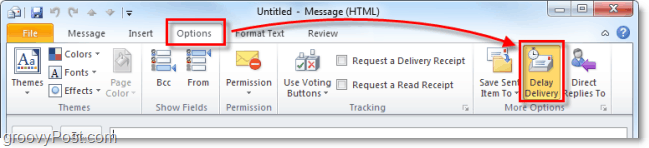 przycisk opóźnienia dostawy w programie Outlook 2010