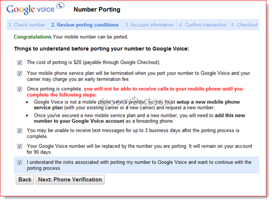 Przenieś istniejący numer do Google Voice