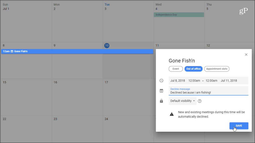 Jak korzystać z trybu Poza biurem w Kalendarzu Google
