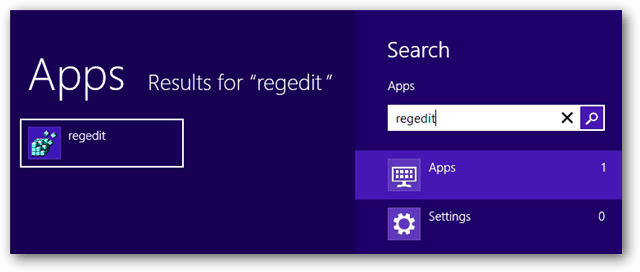 regedit aplikacji systemu Windows 8
