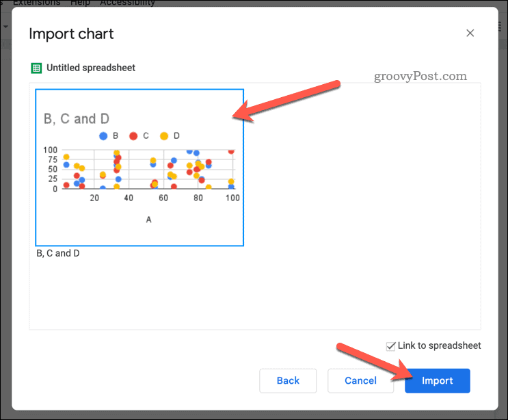 Importowanie wykresu w Dokumentach Google