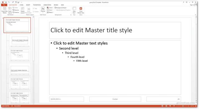 Szablon pakietu Office 2013 Utwórz Utwórz projekt niestandardowy POTX Dostosuj slajdy samouczka Jak przesuwać widok główny