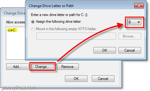 przypisz nową literę dysku do dysku twardego systemu Windows 7
