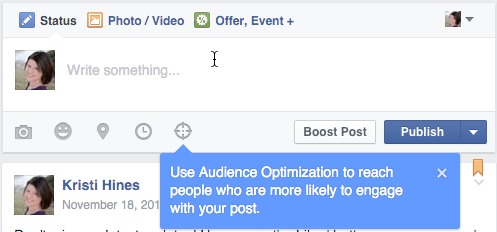 optymalizacja odbiorców na Facebooku dla pola aktualizacji postów
