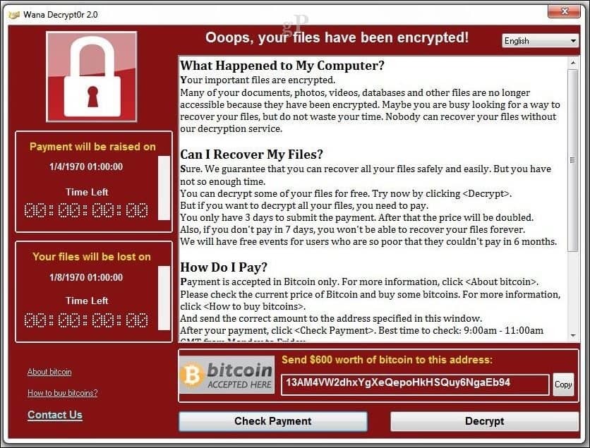 Microsoft wydaje awaryjną aktualizację zabezpieczeń dla Wanacrypt Ransomware